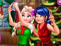 Gêm Selfie Ladybug a Elsa dros Nadolig ar-lein