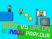 Gêm Obby yn erbyn Bacon Parkour Enfys ar-lein
