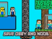 Gêm Achubwch Obby a Noob Dau Chwaraewr ar-lein