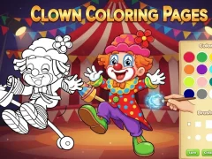 Gêm Tudalennau Lliwio Clown ar-lein