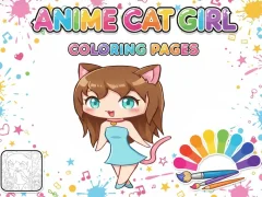 Gêm Tudalennau Lliwio Merched Cat Anime ar-lein