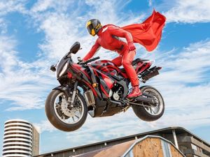 Gêm Stunt Super Arwr Super Motorbike go iawn 3D ar-lein
