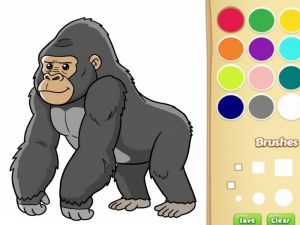 Gêm Llyfr Lliwio Gorilla i Blant ar-lein