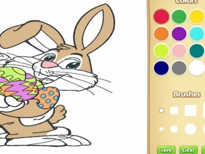 Gêm Llyfr Lliwio Bunny y Pasg i blant ar-lein