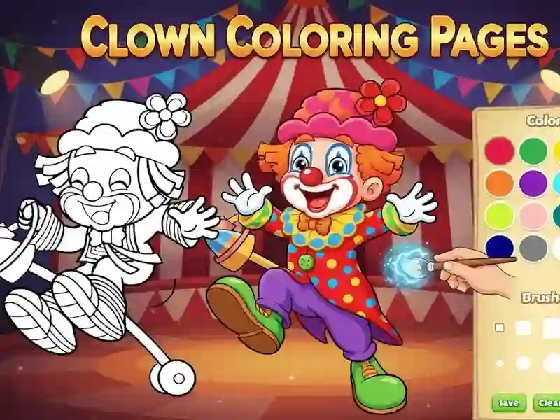 Gêm Tudalennau Lliwio Clown ar-lein
