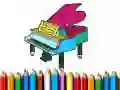 Gêm Yn ôl i'r ysgol: Llyfr lliwio piano ar-lein
