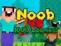 Gêm Noob yn erbyn 1000 zombie ar-lein