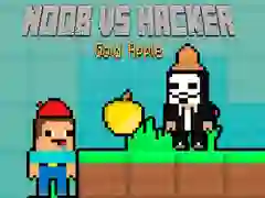 Gêm Noob yn erbyn Hacker Afal Aur ar-lein