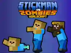 Gêm Stickman yn erbyn Zombies WorldCraft ar-lein