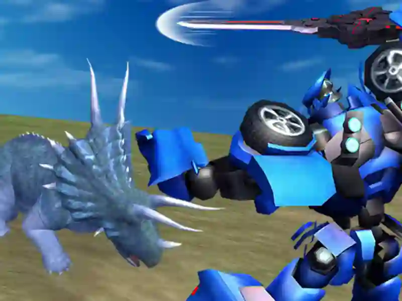 Gêm Brwydr mech deinosig jwrasig ar-lein