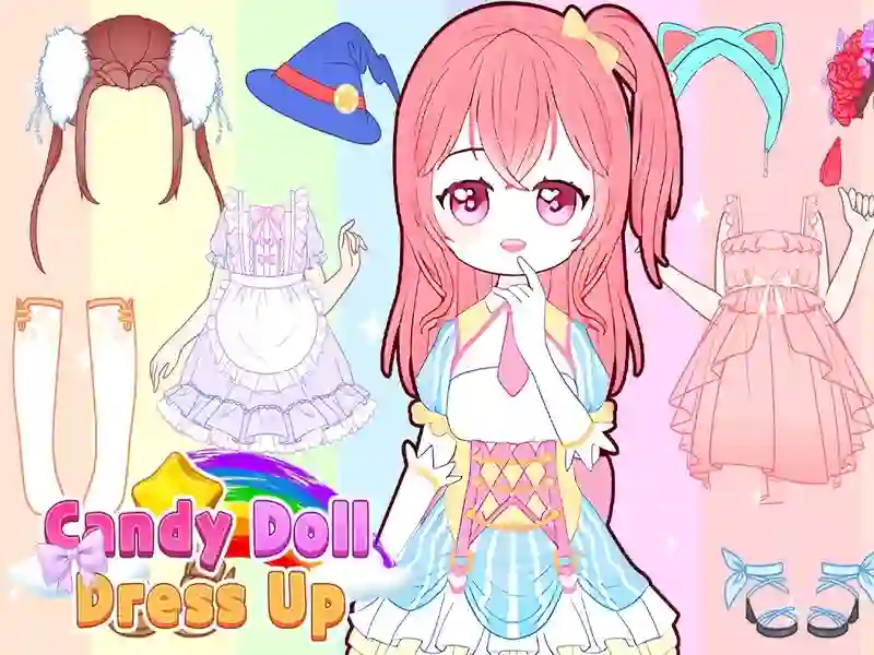 Gêm Doll Candy Gwisgo i fyny ar-lein