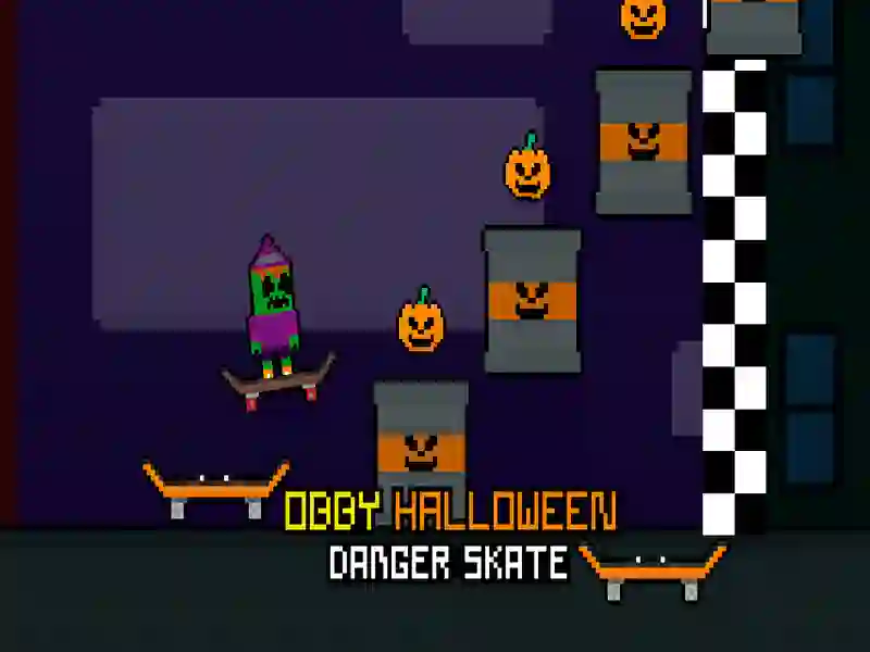 Gêm Sglefrio Perygl Calan Gaeaf Obby ar-lein