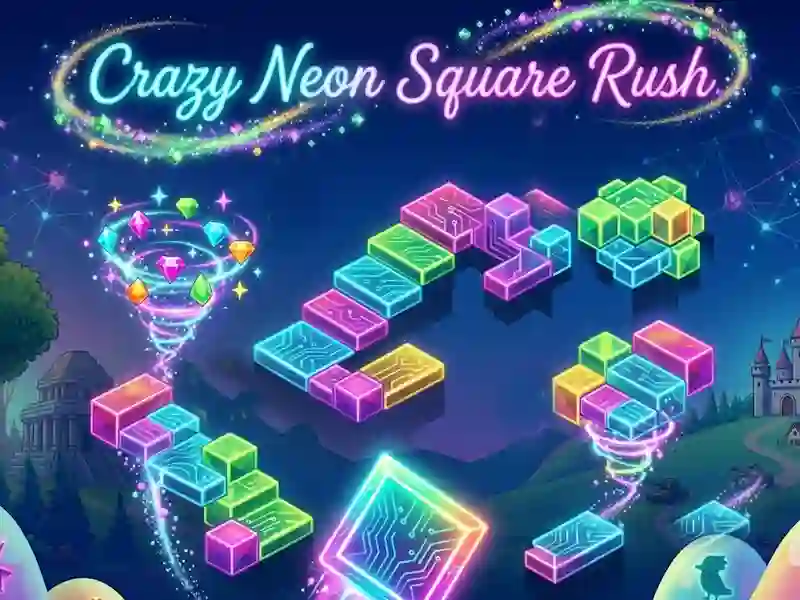 Gêm Crazy Neon Square Rush ar-lein