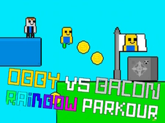 Gêm Obby yn erbyn Bacon Parkour Enfys ar-lein