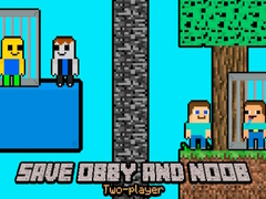 Gêm Achubwch Obby a Noob Dau Chwaraewr ar-lein