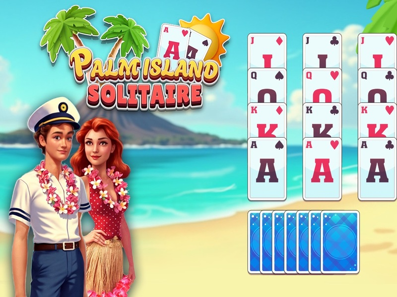 Gêm Solitaire ynys palmwydd ar-lein