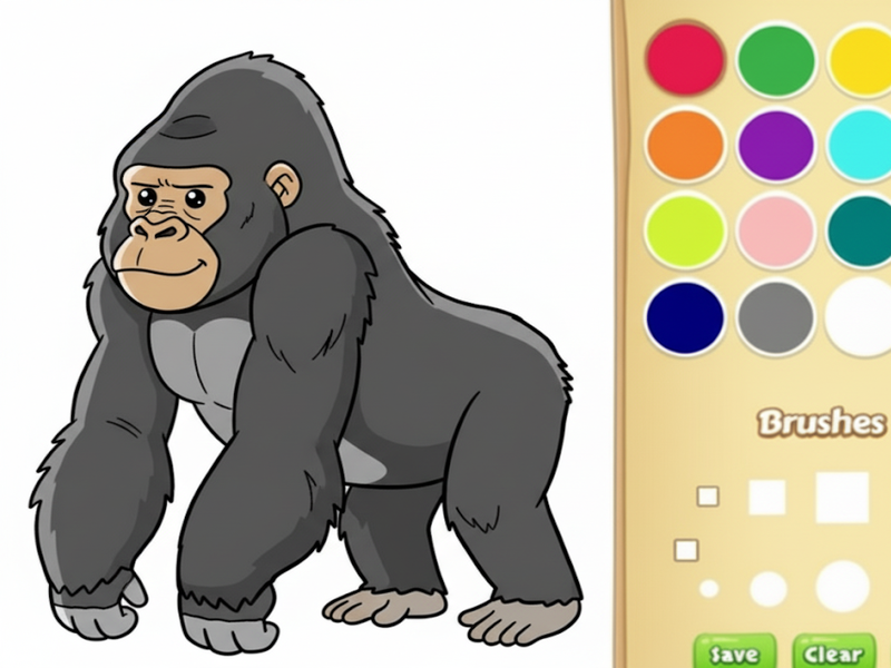 Gêm Llyfr Lliwio Gorilla i Blant ar-lein