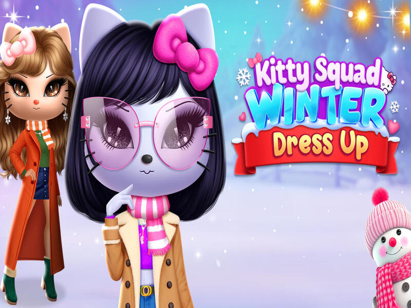 Gêm Sgwad Kitty Gwisgo Gaeaf i fyny ar-lein